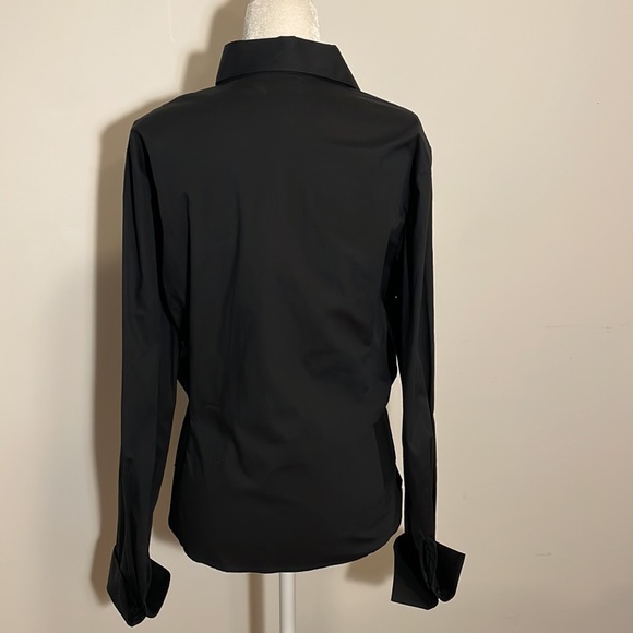 Coldwater Creek Black Tailored Shirt with Fabric wraps around front to tie SZE L - Picture 4 of 9